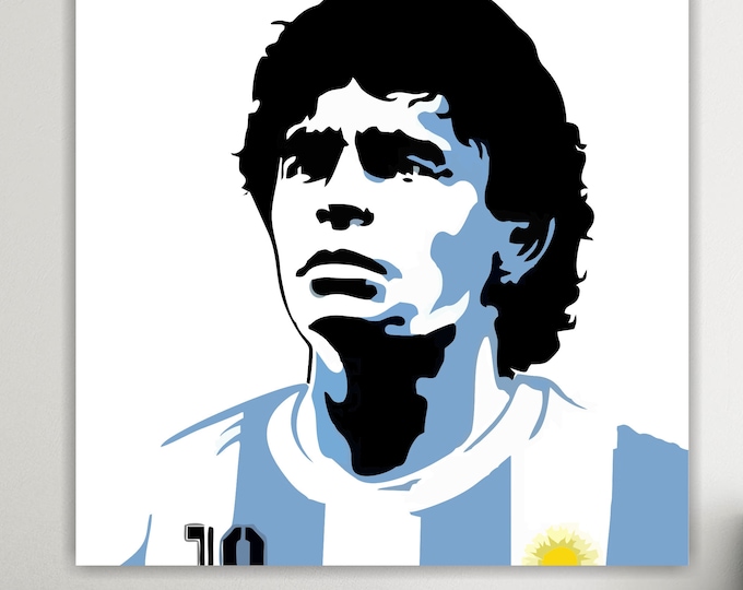 Famous Argentine footballer canvas print 90 x 90 cm, ready-to-hang Hand of God painting, interior decoration. SPECIAL OFFER