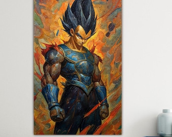 Vegeta, poster or art print, interior wall decoration, Japanese manga anime. Oil painting.