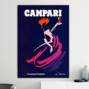 Campari poster pubblicitario vintage,  poster o quadro su tela moderno, stampa da parete, decorazioni murali.