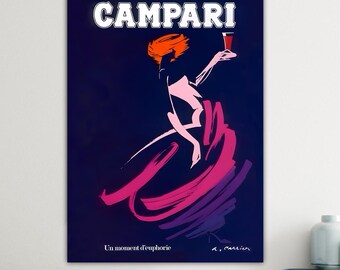 Campari vintage advertising poster, modern poster or canvas painting, wall print, wall decorations.