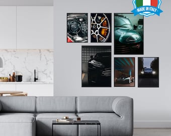 Set of 6 Sports Racing Car Posters, Supercar Canvas Print, Interior Wall Decor.