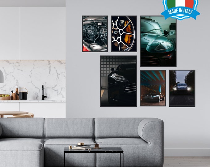 Set of 6 Sports Racing Car Posters, Supercar Canvas Print, Interior Wall Art Decor.