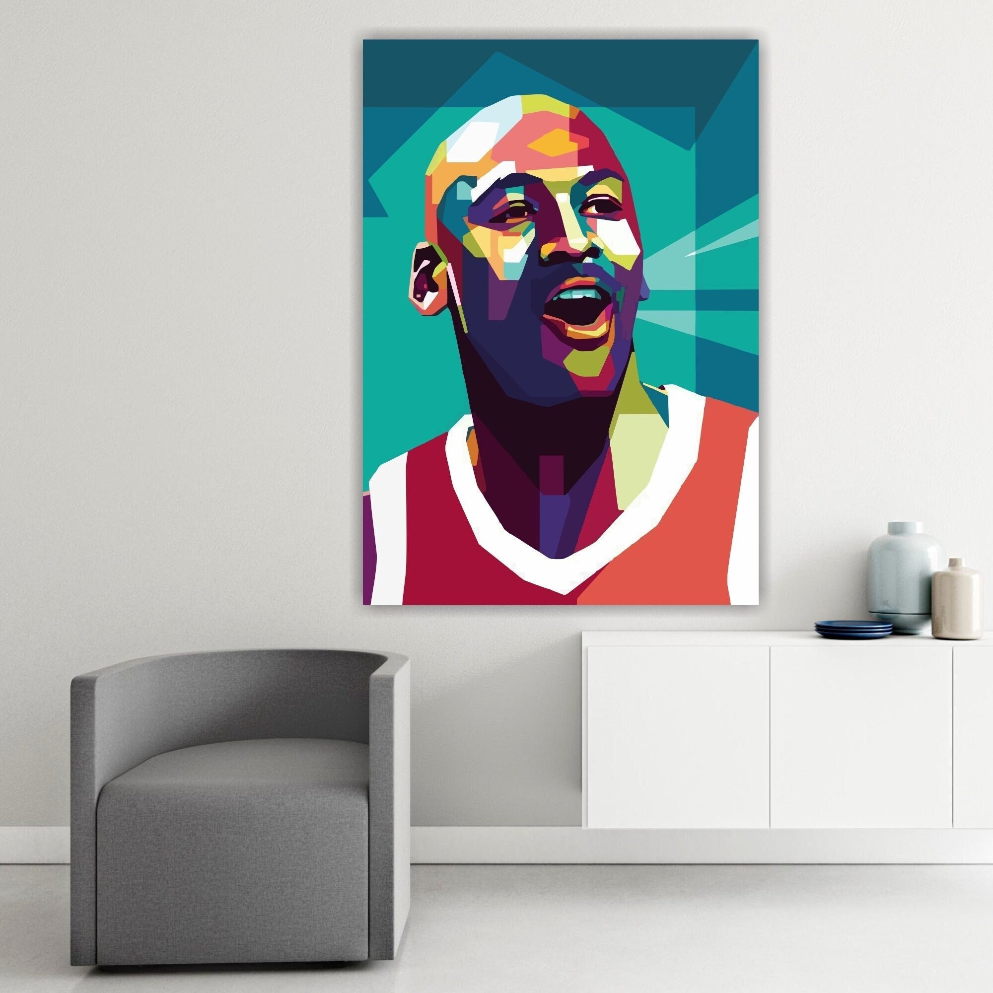 MICHAEL JORDAN - Quadro Stampa su tela canvas wall art framed print EUR  34,90 - PicClick IT