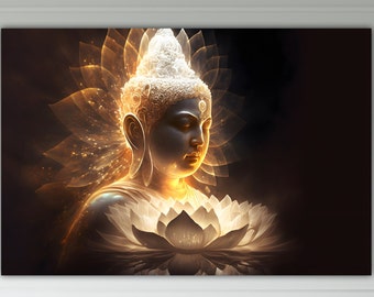 Shining Buddha, Zen Print, Poster or Wall Art, Canvas Print, Home Wall Decorations.