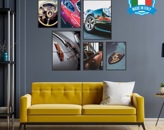 Set of 6 iconic German sports car posters, wall decorations, supercar canvas print.