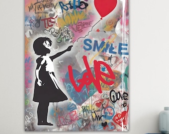 Banksy style modern canvas baloon girl Pop Art graffiti Bansky style poster or canvas picture high quality wall decorations.