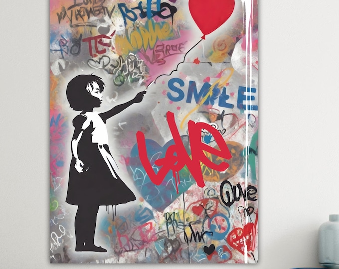 Banksy style modern canvas baloon girl Pop Art graffiti Bansky style poster or canvas picture high quality wall decorations.