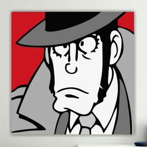 Riproduzione Zenigata Lupin  Famoso ispettore degli anime giapponese , stampa su tela,  poster o quadro,  decorazioni murali.