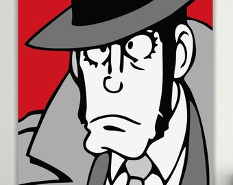 Reproduction Zenigata Lupin Famous Japanese anime inspector, canvas print, poster or picture, wall decorations.