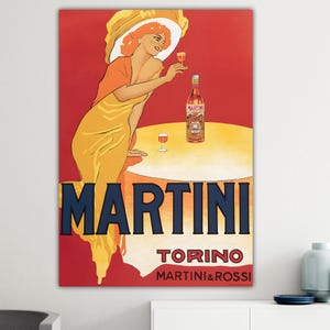 Cartel publicitario vintage de Martini, cartel moderno o pintura en lienzo, impresión de pared, decoraciones de pared.