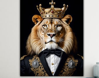 Lion King, Animal Nobility, Large Modern Poster or Canvas Painting, Wall Decorations for Home Office Decor