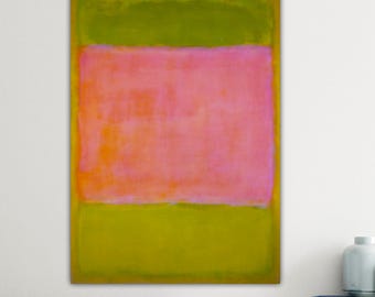 Mark Rothko Painting or Poster, Abstract Expressionism, Art Reproduction, Canvas Print, Green and Pink Colorful Composition.