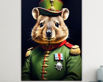 Australian Quokka, Animal Nobility, Large Colorful Poster or Canvas Painting, Wall Decorations.