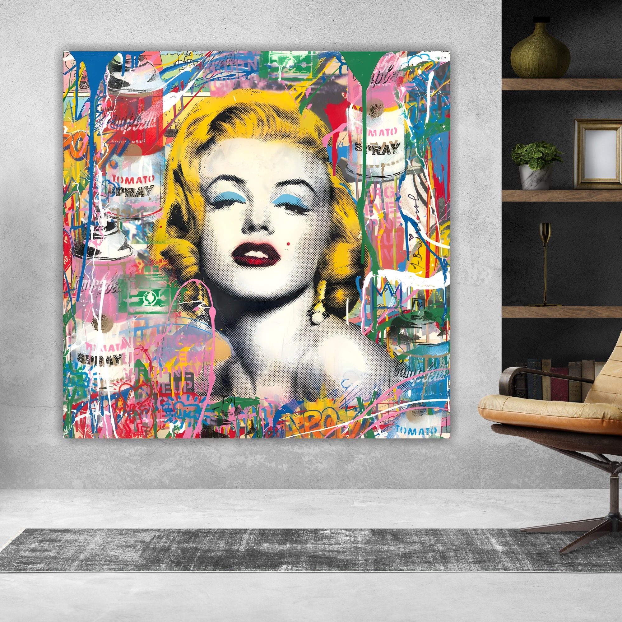 High Quality Banksy Marilyn Monroe: Pop Art Graffiti Modern Canvas ...