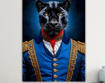 Modern poster or canvas painting, The Panther Fritz, Animal Nobility, large print, wall decorations.