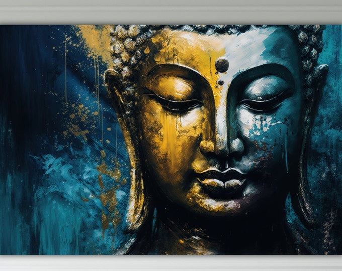 Blue Buddha Close-up, Zen Print, Poster or Wall Art, Canvas Print, Home Wall Decorations.