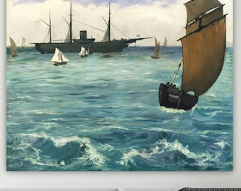 Édouard Manet, canvas print, The Kearsarge at Boulogne, wall art or poster, seascape, interior wall decoration.