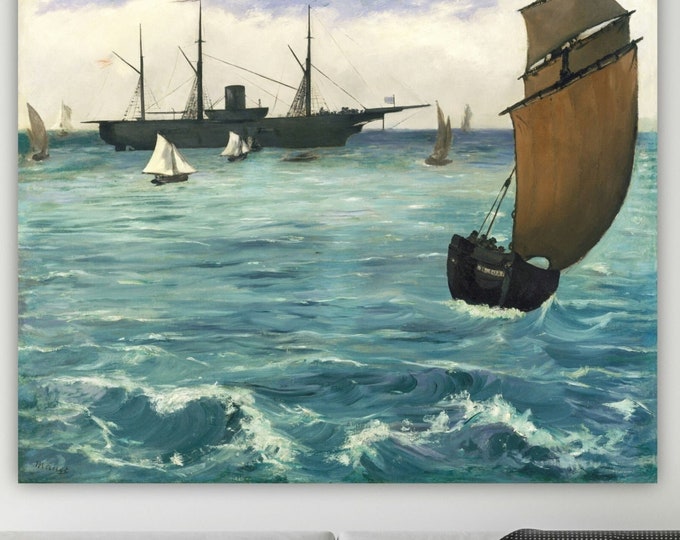 Édouard Manet, canvas print, The Kearsarge at Boulogne, wall art or poster, seascape, interior wall decoration.