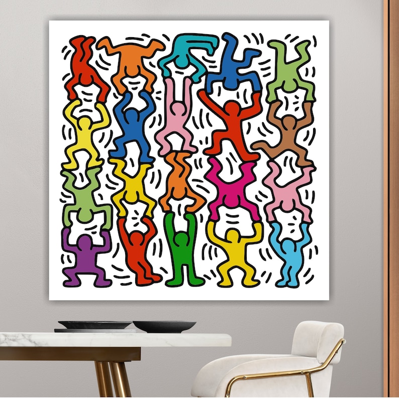 Keith Haring Acrobates colorés, affiche ou peinture sur toile, imprimé Pop Art, décorations murales intérieures. image 3