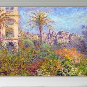 Monet Palme vista Bordighera , poster o quadro da parete, stampa su tela, decorazioni murali per casa.