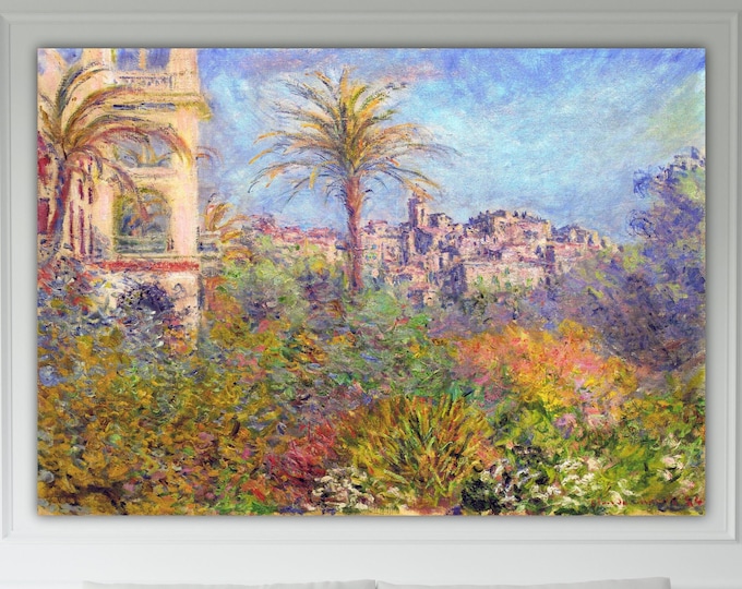 Monet Palm Trees View of Bordighera, poster or wall art, canvas print, home wall decorations.