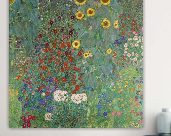 Gustave Klimt Art Nouveau Wall Art Print, Abstract Nature Poster or Painting, Interior Wall Decor. Farm Garden.