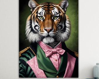 Tiger, Animal Nobility, Large Colorful Poster or Canvas Painting, Wall Decorations.