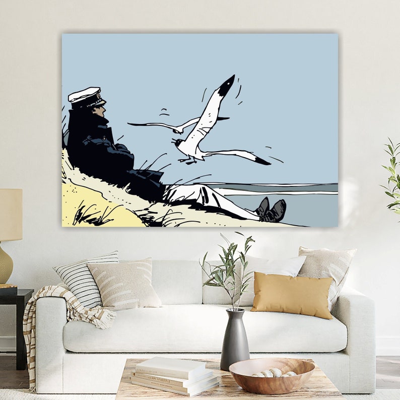 Affiche ou peinture sur toile Corto Maltese, A Winter Day, hommage à Hugo Pratt, impression sur toile, décorations murales intérieures. image 1