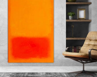 Mark Rothko Painting or Poster, Abstract Expressionism, Art Reproduction, Canvas Print, Colorful Composition Red and Orange.