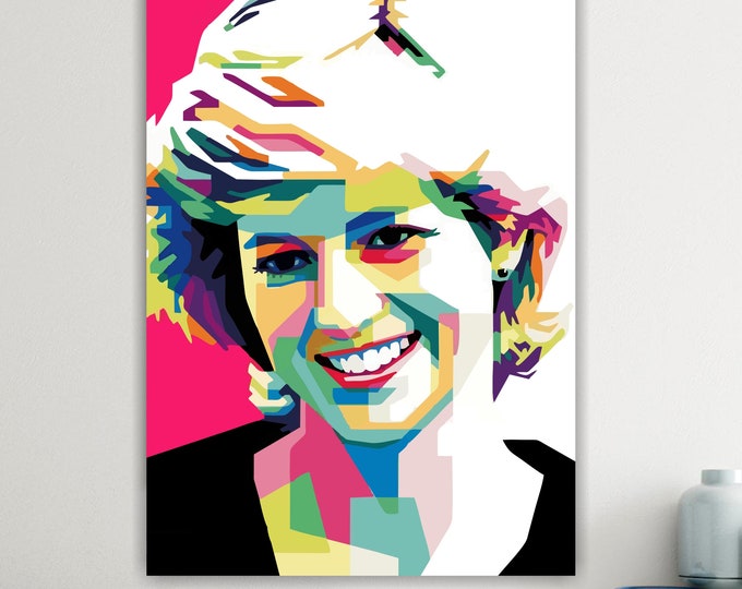 Princess of England in Pop version, pop art canvas print, poster or art painting, modern wall decorations.