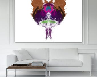 Rorschach Inkblots Painting or Poster, Abstract Canvas Print. Psychological Projective Test.