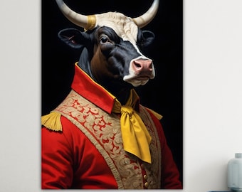 Poster or Canvas Print, The Spanish Bull Juanito, Animal Nobility, Large Colorful Modern Print, Wall Decorations.