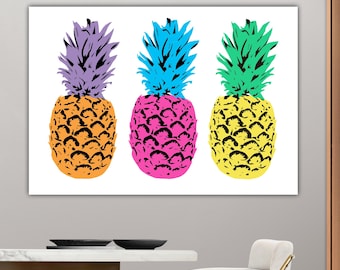Poster or Hanging Picture Pineapple Pop Art Canvas Wall Art Print Home Decor.