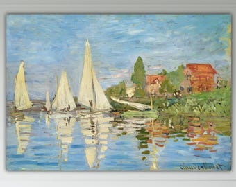 Regatta Argenteuil by Monet, Canvas Print, Aesthetic Wall Art Picture or Poster, Landscape, Home Wall Decor.