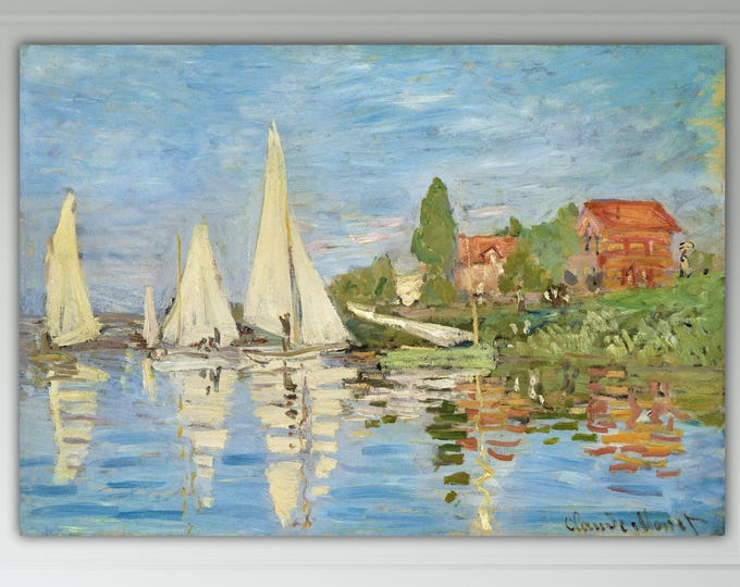 Regatta Argenteuil by Monet, Canvas Print, Aesthetic Wall Art Picture or Poster, Landscape, Home Wall Decor.