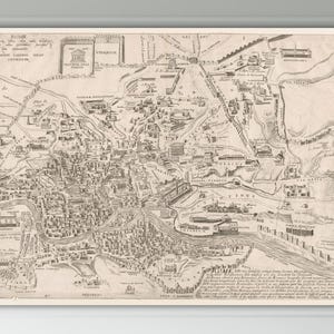Carte murale de Rome, carte historique haute résolution, affiche ou art mural, impression sur toile, décoration murale pour la maison.