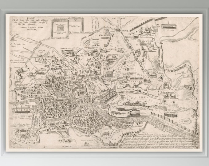 Rome Wall Map, High Resolution Historical Map, Poster or Wall Art, Canvas Print, Home Wall Decor.
