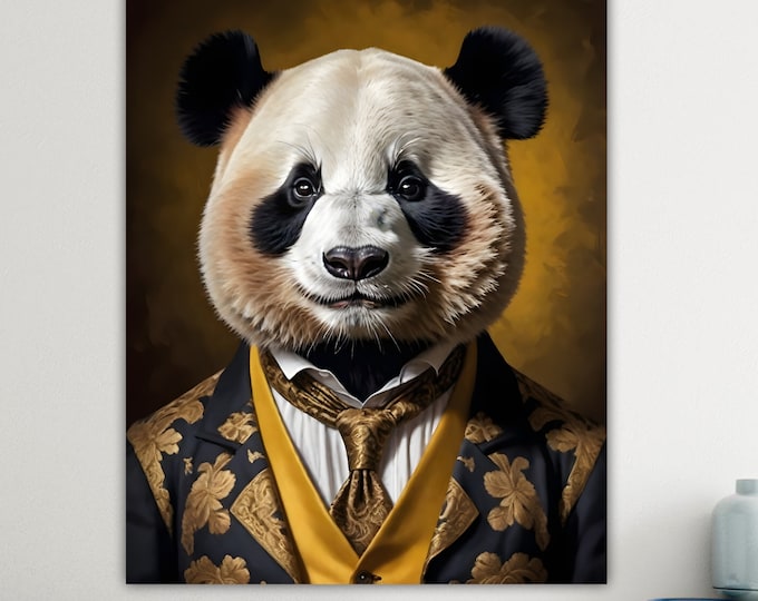 Modern poster or canvas painting, Nino il Pandino, Animal nobility, large print, wall decorations.
