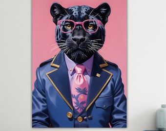 Pantera Pop, modern version poster or colorful painting, jungle and savannah animals, wall decorations.
