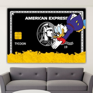 Mr Duck Scrooge Poster or Canvas Painting, Modern Home Office Decor. Wall Decoration.