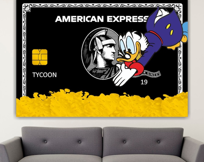 Mr Duck Scrooge Poster or Canvas Painting, Modern Home Office Decor. Wall Decoration.
