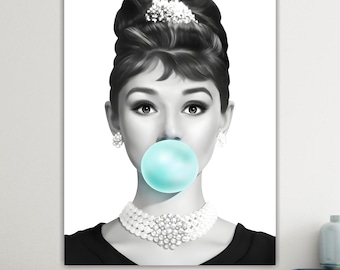 Audrey Hepburn Balloon, Large Size Modern Canvas Poster or High Quality Canvas Painting, Indoor Wall Art Decor.