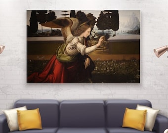 Da Vinci, The Angel of the Annunciation, poster or canvas painting ready to hang, home office decor