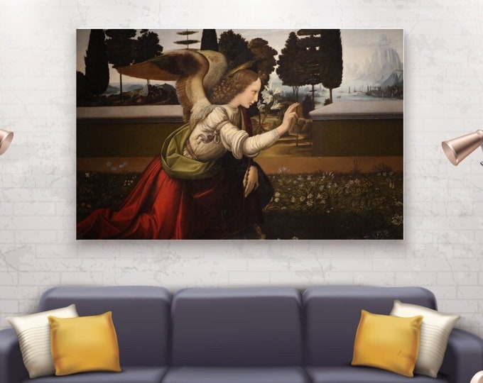 Da Vinci, The Angel of the Annunciation, poster or canvas painting ready to hang, home office decor