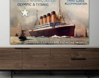Titanic Poster Reproduction. Poster or Wall Art, Canvas Print, Interior Wall Decor.