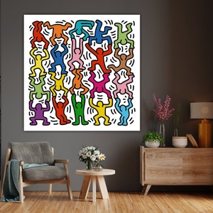 Keith Haring Acrobates colorés, affiche ou peinture sur toile, imprimé Pop Art, décorations murales intérieures. image 2