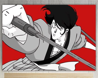 Goemon reproduction Lupin, poster or canvas painting, interior wall decorations, Japanese manga anime.
