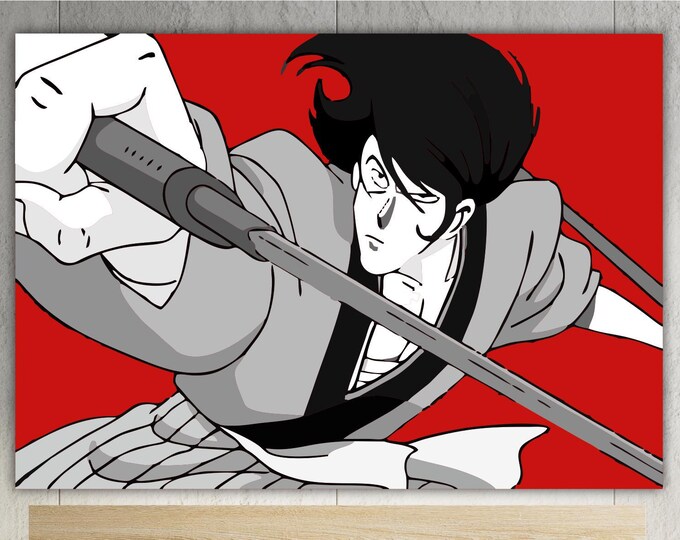 Goemon reproduction Lupin, poster or canvas painting, interior wall decorations, Japanese manga anime.