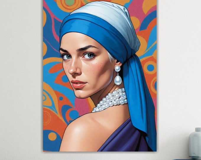 Girl with a Pearl Earring, modern reproduction on canvas. Poster or painting ready to hang for home office decoration