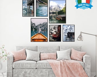 Set of 6 Posters, Lago Braies (n.2 dimensions 30 x 40 cm, n.4 dimensions 20 x 30 cm). Poster or canvas picture ready to hang home decor